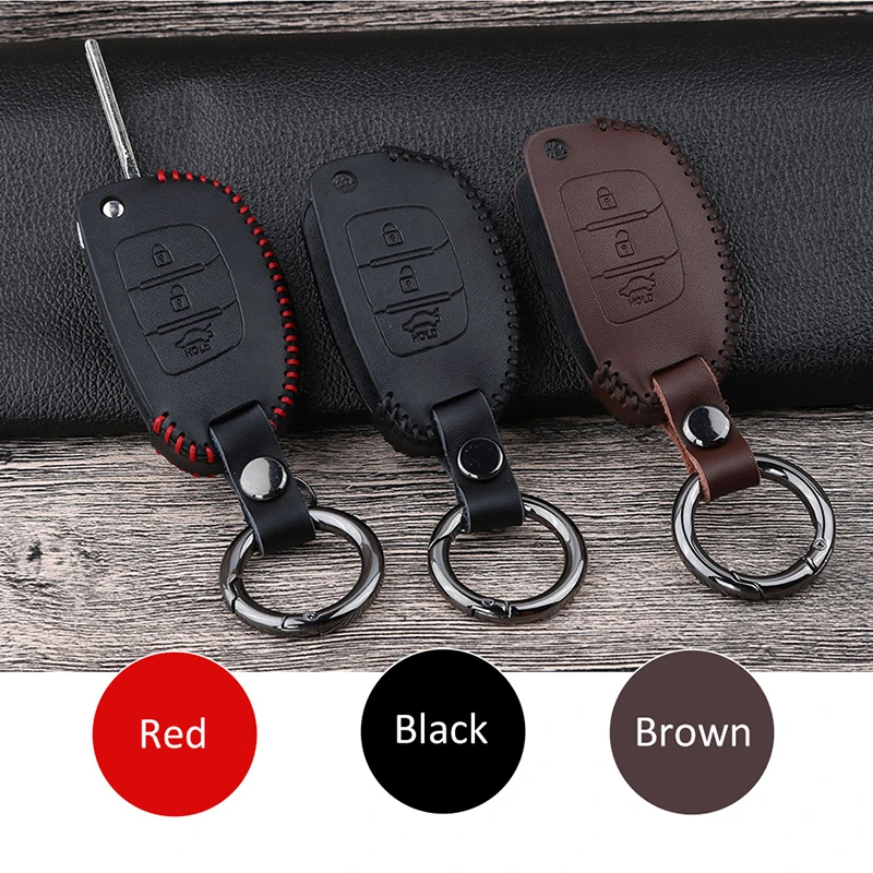 Кожаный чехол ключа дистанционного управления автомобилем для Hyundai Tucson Creta ix25 i10