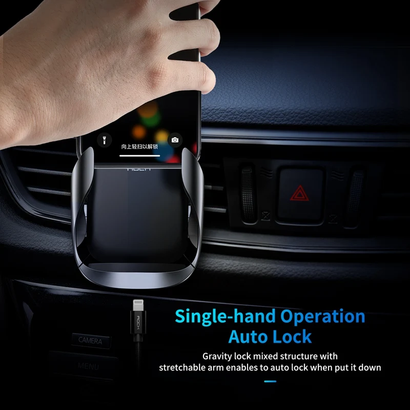 ROCK металлический Автомобильный держатель для телефона беспроводное зарядное