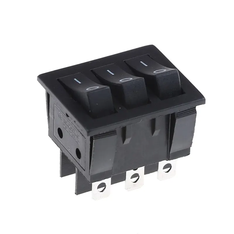 

15A 250V 20A 125VAC AC ON-OFF KCD3 34*40 Big Rocker Switches Black Three-Way Switch 9 Pin 2 Position Multi-knife Single-throw