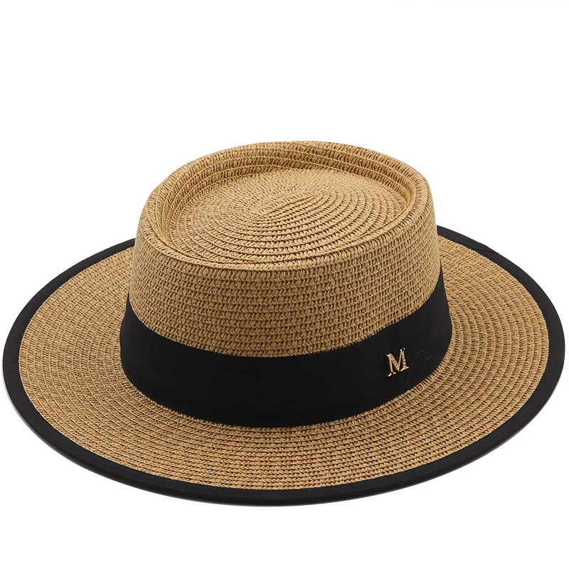 Летняя шляпа от солнца женская модная соломенная для девочек пляжная с бантом из