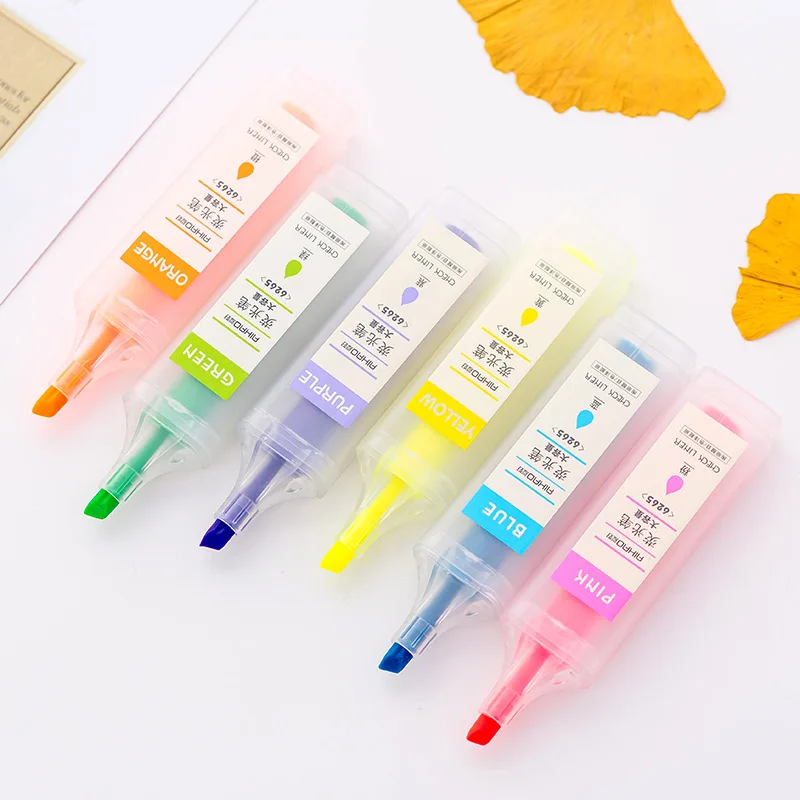 Флуоресцентная ручка маркер для рисования разноцветная матовая со скошенными