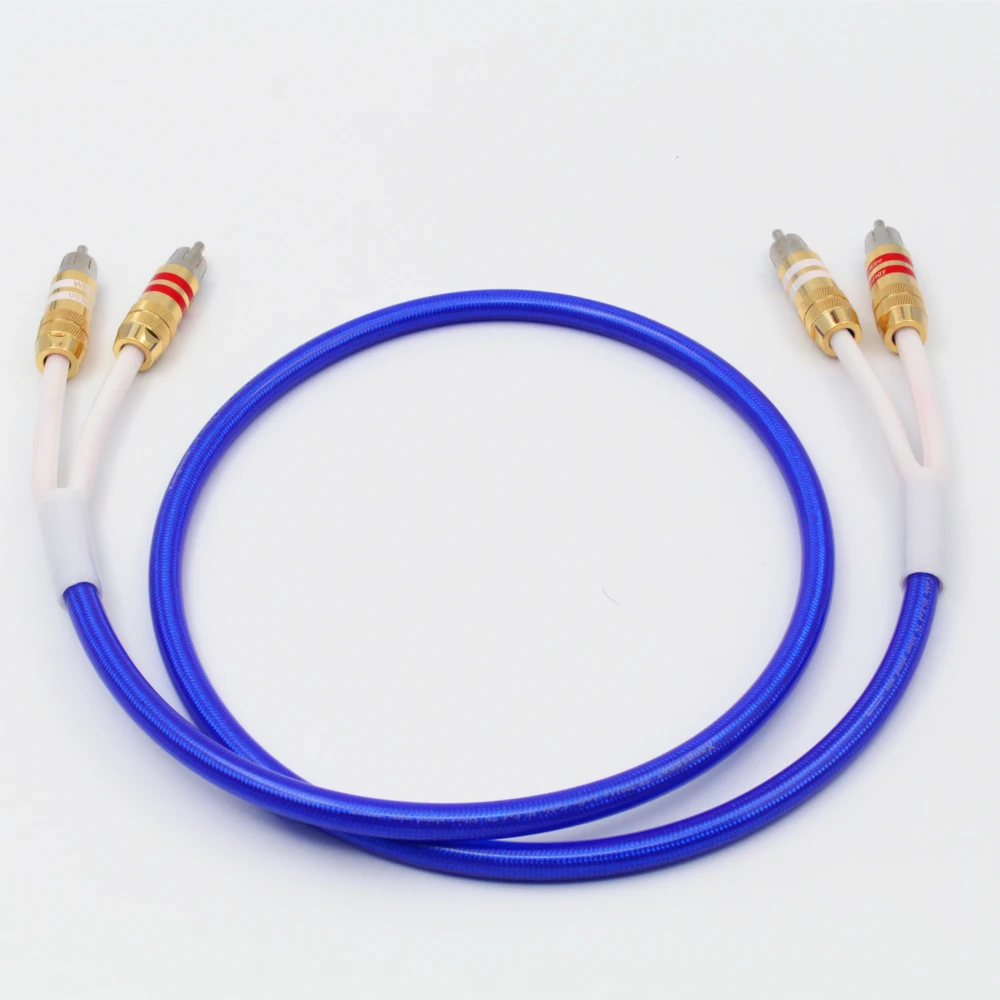 Кабель HiFi 2RCA-2RCA высококлассный бескислородный медный посеребренный двойной