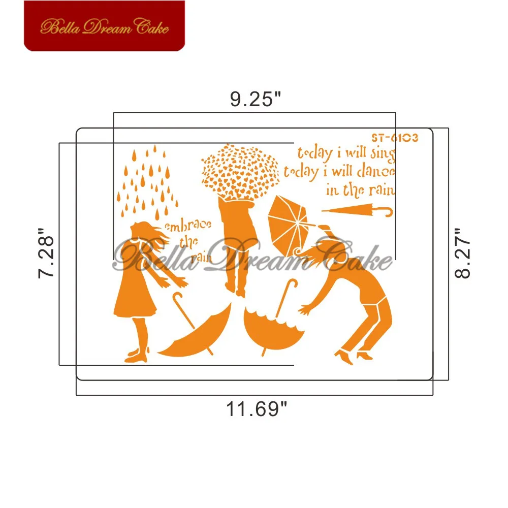 

Carnival In The Rain Cake Stencil PET Wall Stencils for Painting Home Decor DIY Scrapbooking Drawing Stencil Template Cake Tool
