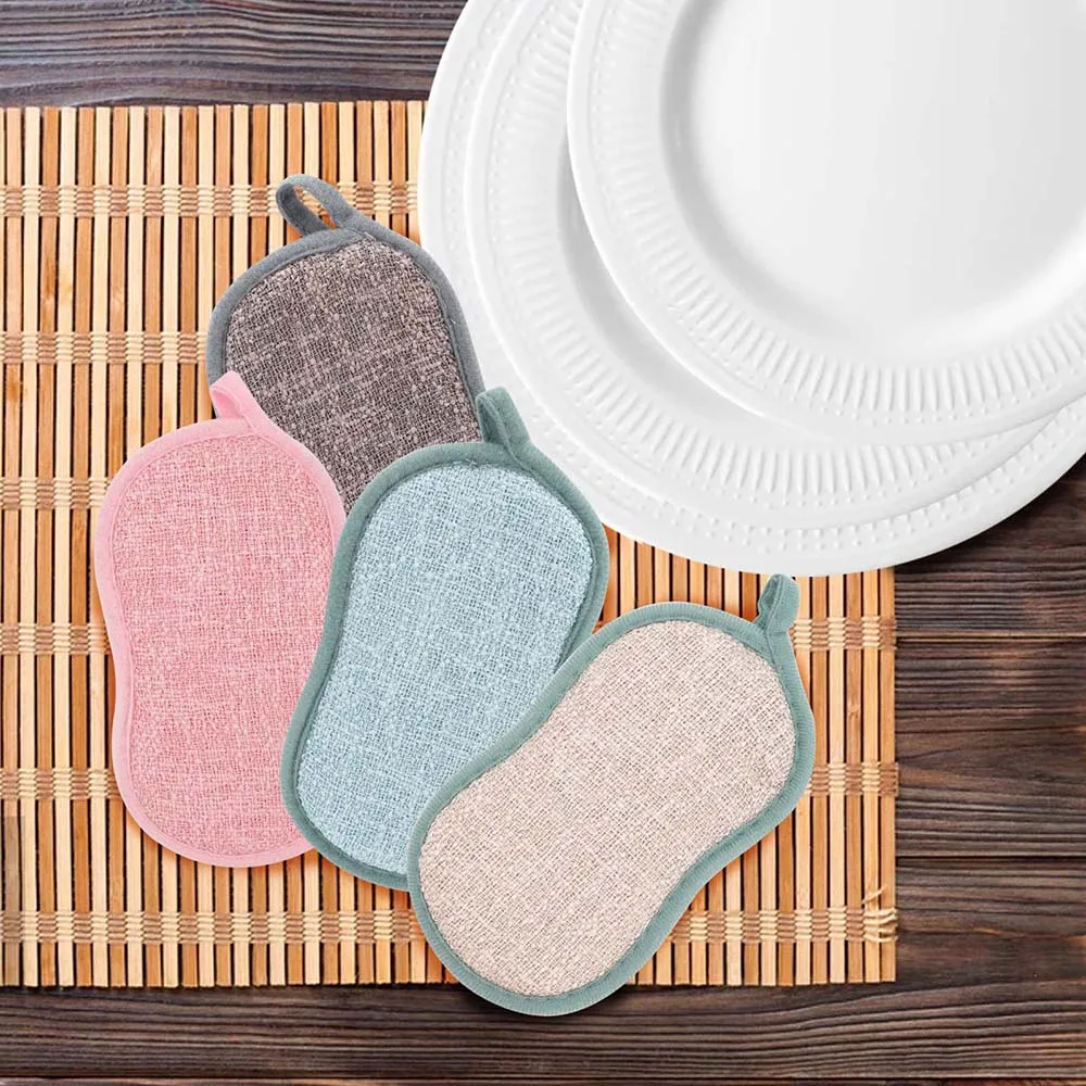 

1/4/5/15/20/30pcs Dish Brush Double Sided Scouring Pad Reusable Cleaning Magic Sponges Cloth Kitchen Decontamination Dish Towels