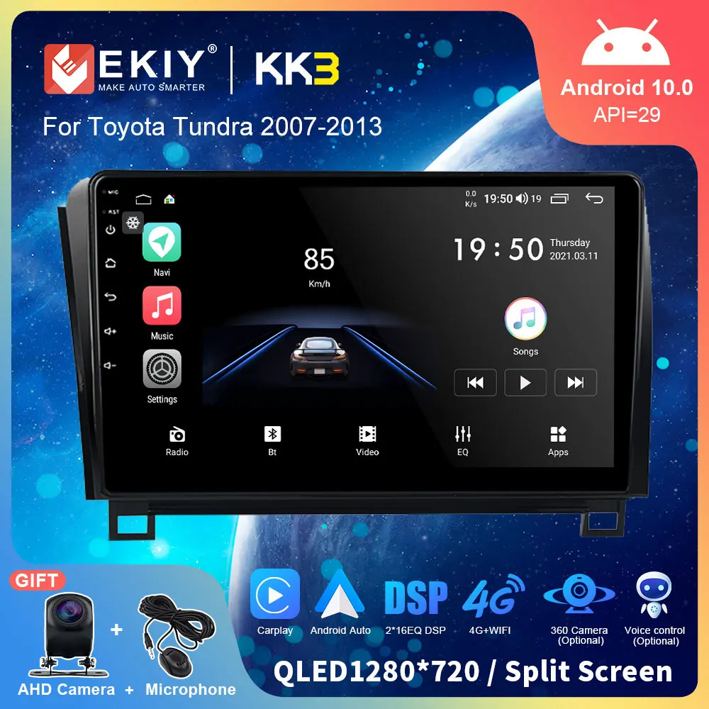 

EKIY Android 10 автомобильный радиоприемник для Toyota Tundra 2007-2013 мультимедийный видеоплеер стерео QLED DSP GPS Navi Carplay No 2din DVD