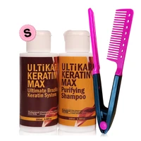 100ml brazilian 8 formalin keratin treatment100ml purifying shampoo straighten and repair strong cruly hairfree red comb set