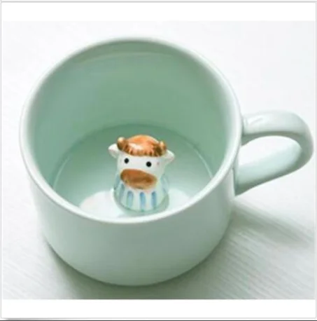 cow Кофе Молоко чай керамические кружки-3D животных утренняя чашка с пандой внутри лучший подарок для утреннего напитка Свадебный на день рождения - Цвет: cow