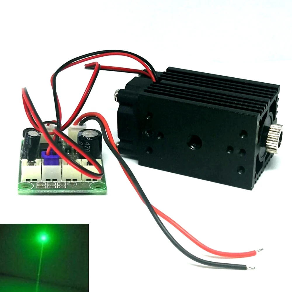 

100mw 532nm Green Laser Diode Module Focusable Head Dot Ray Positioning Lights 12V Driver TTL