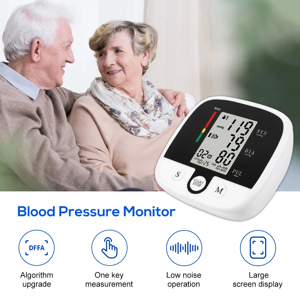 Цифровой тонометр заряжаемый монитор артериального давления на руку пульсометр