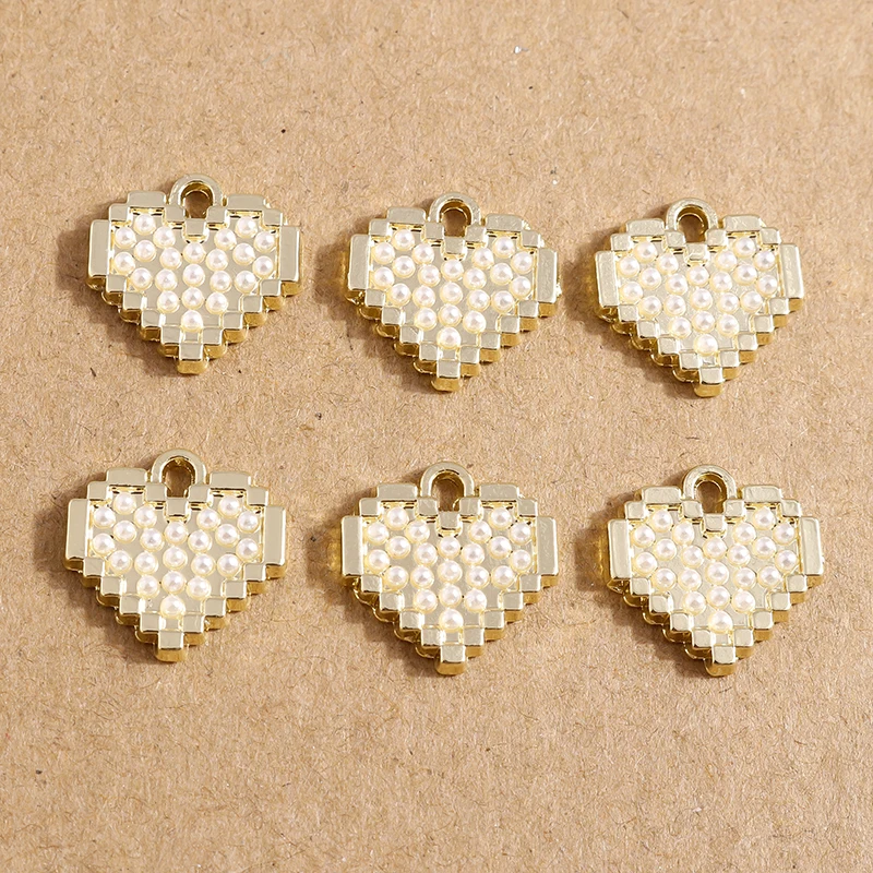 

5pcs 14*14mm Imitation Pearl Love Heart Charms for Jewelry Making Drop Earrings Pendants Necklaces DIY Handmade Crafts Supplies