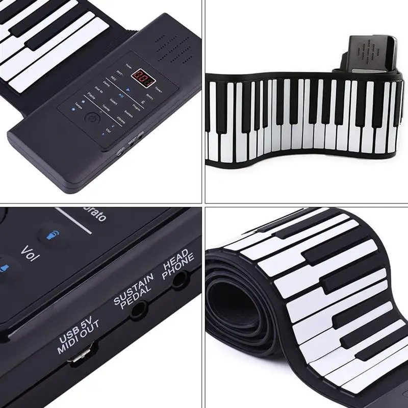 

1 Set Creative 88 Keys Roll Up Piano with USB Keyboard and Built-in Speaker