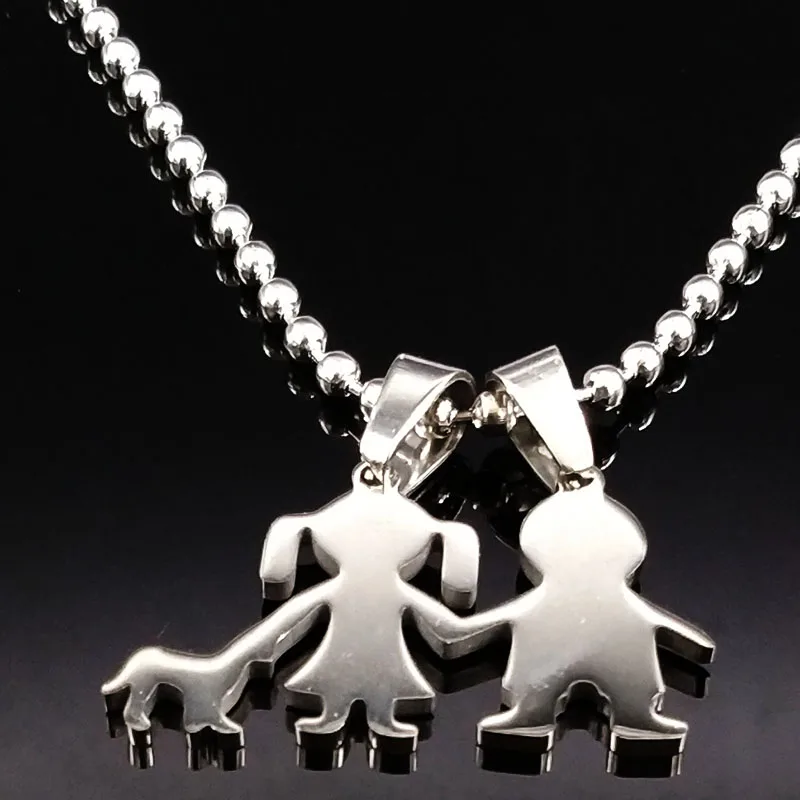 

Love Stainless Steel Necklaces Women/Men Boy Girl Dog Silver Color Chain Necklace Jewelry Valentine's Day Gift collana N74158B