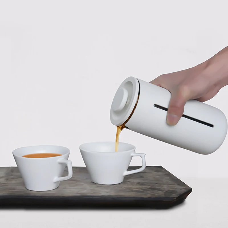 TIMEMORE Store-cafetera a presi&oacute;n francesa peque&ntilde;a U, 450ml, utensilios para hacer tazas, color blanco y negro, para cocina, hogar, oficina-2