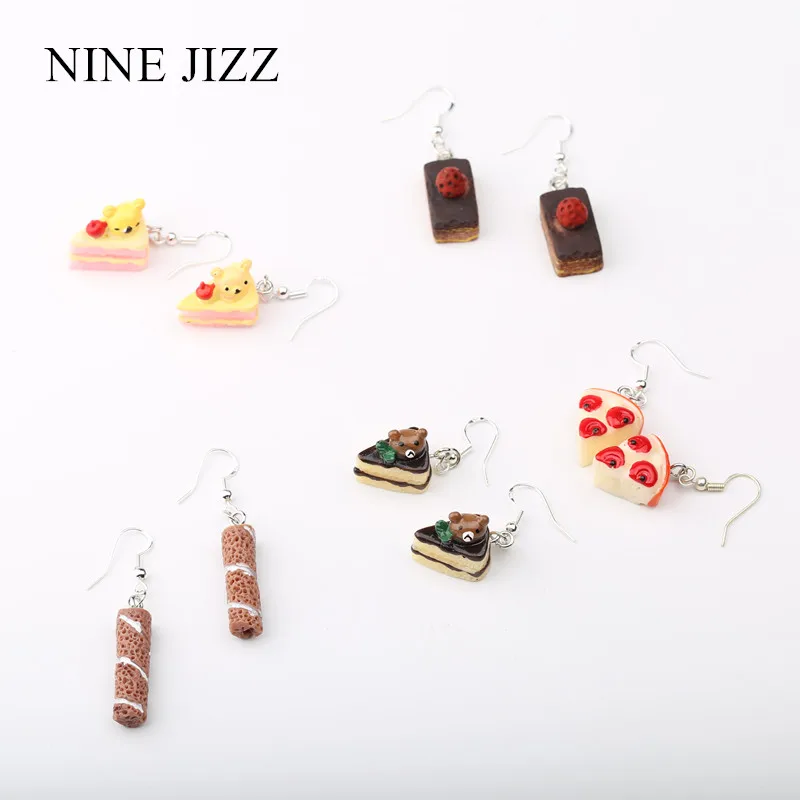Женские ассиметричные серьги NINEJIZZ серьги-капельки с имитацией десерта в виде