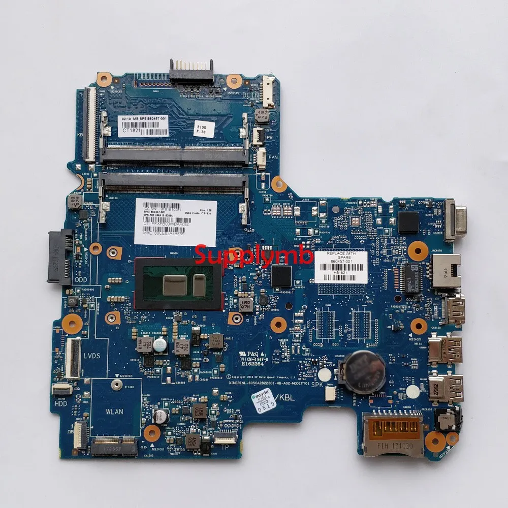 

860457-601 860457-001 DINERINL-6050A2822501-MB UMA w i5-6200U CPU Onboard for HP 240 G5 NoteBook PC Laptop Motherboard Tested