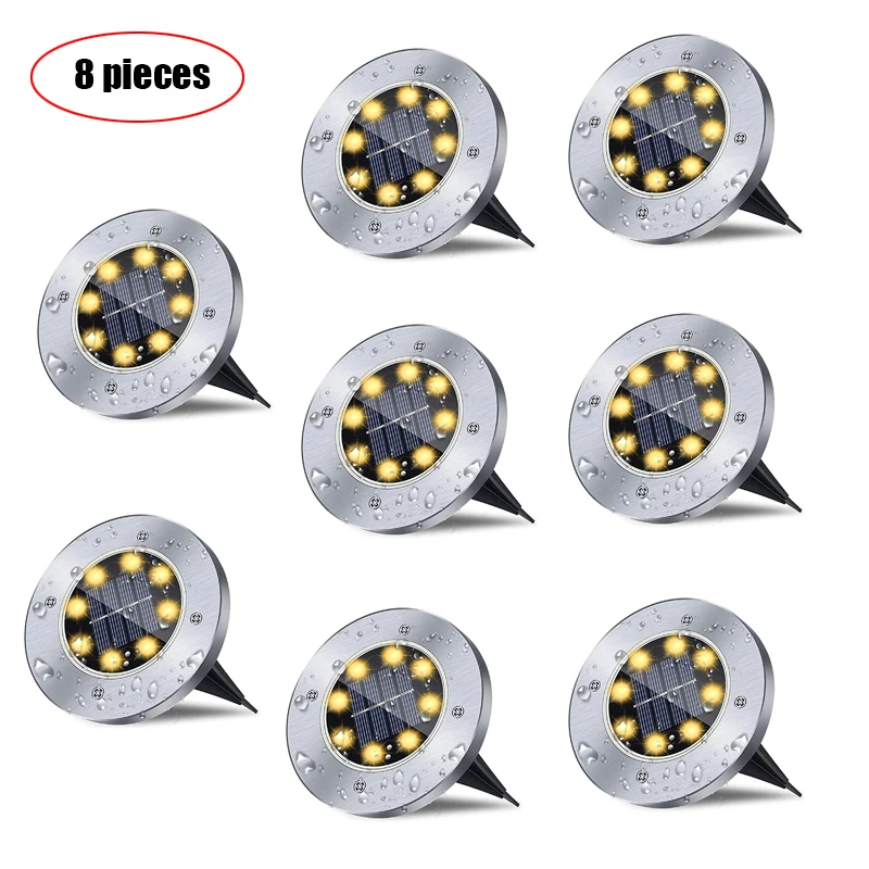 

8 Pcs LED Solar Powered Ground Lamp Outdoor Waterproof solar light Garden Lighting Lamp for Yard Deck Lawn Patio Pathway Walkway
