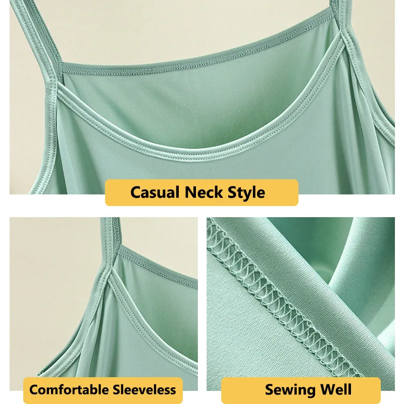 Seamless Full Slips Under Dress Women Summer Plus Size Sleeveless Ice Silk Petticoat Underskirt Sexy Slim Strap Nightdress