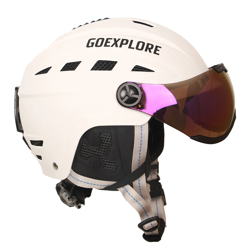 white Goexplore ore лыжный шлем ультралегкий ABS+ EPS CE EN1077 мужчины женщины лыжный шлем для занятий спортом на открытом воздухе шлем для сноубордистов скейтбордистов - Цвет: white