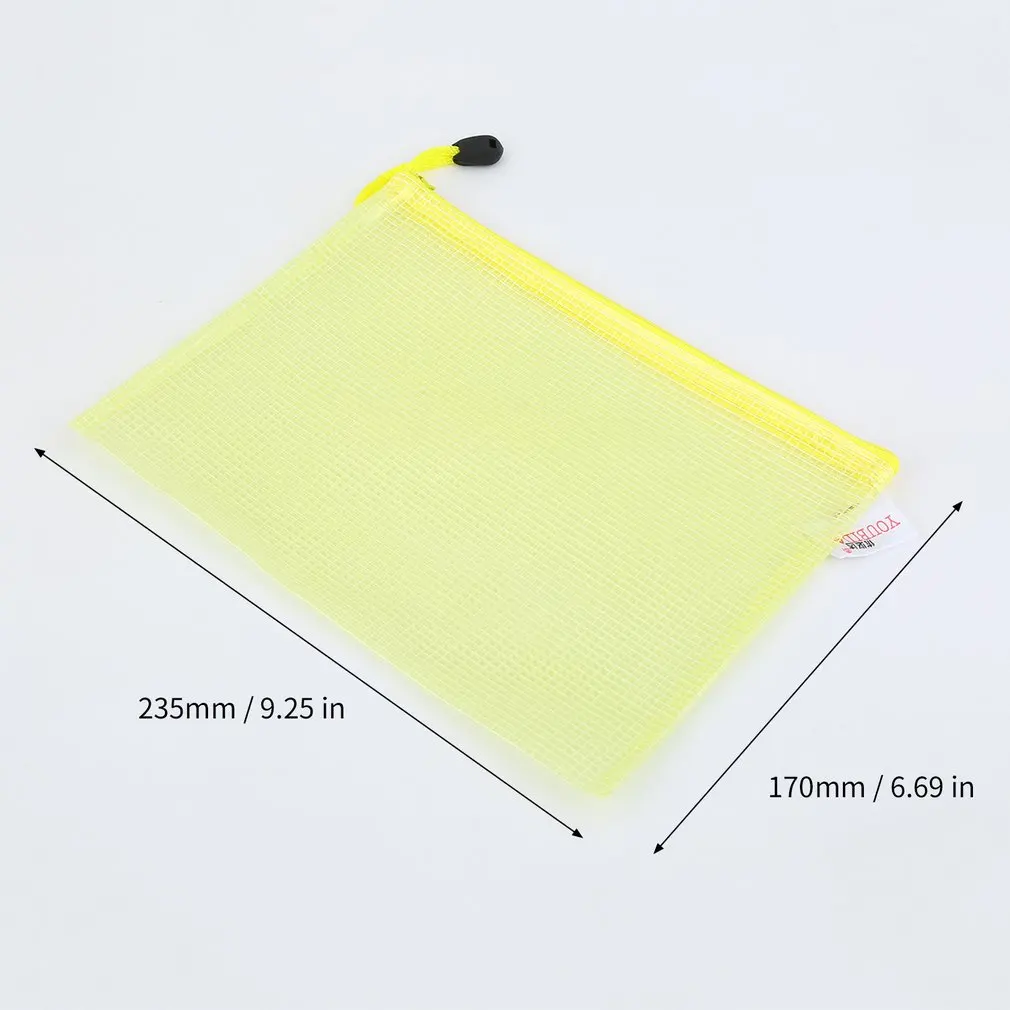 

A5 Portable 10 pcs/Pack Pen File Clear Grid Lines Bag Folder Waterproof Multiple Color Plastic Zip Bag Filing Product Office