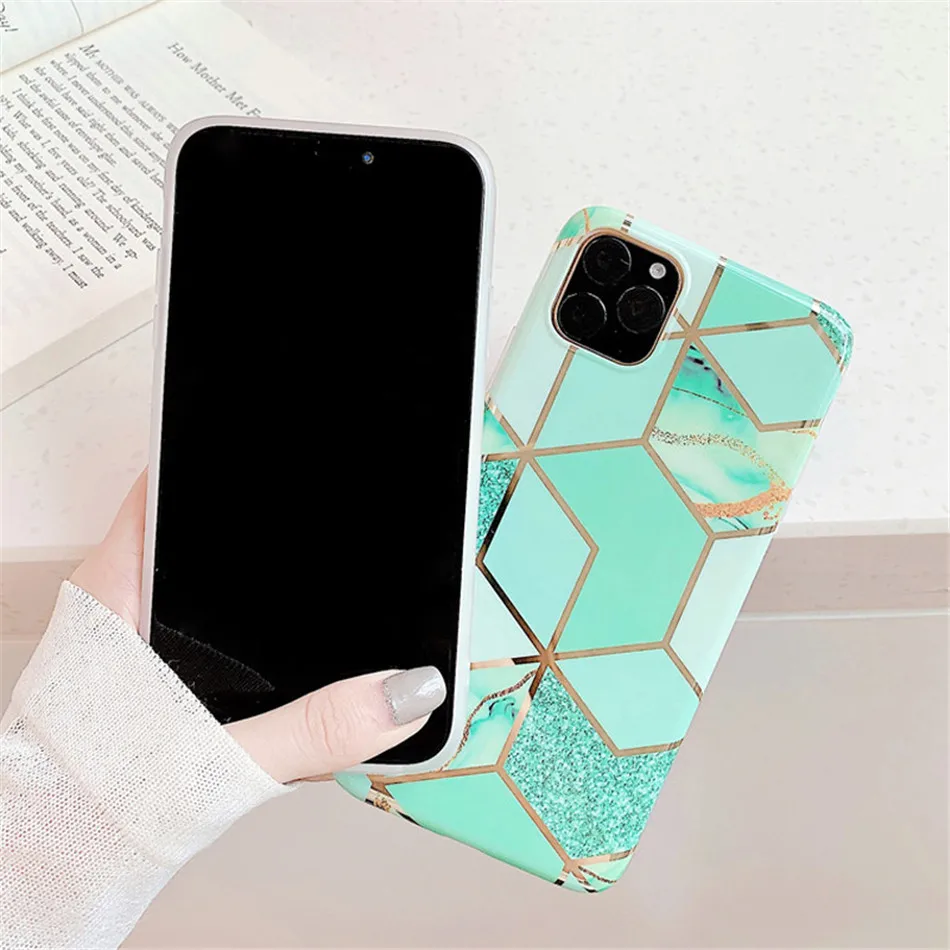 USLION покрытие мрамора IMD силиконовый чехол для iPhone 11 Pro Max X XR Xs Max мягкий чехол для телефона iPhone 6 6s 7 8 Plus чехол Fundas