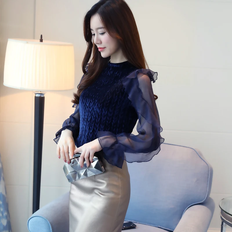 Новая женская блузка COIGARSAM с оборками вельветовые куртки длинным рукавом Женские