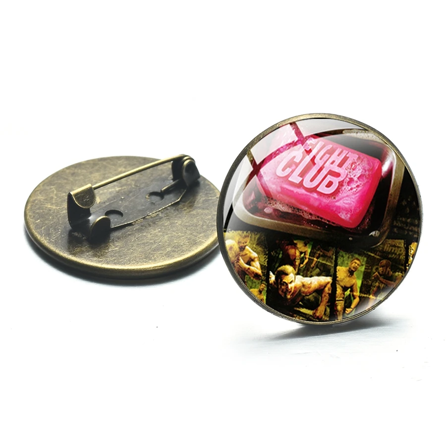 SIAN Simple Letter Print Fight Club Series Brooch Pins Glass Dome Movie Poster Bronze Badge for Fans Backpack Collected Souvenir | Ювелирные