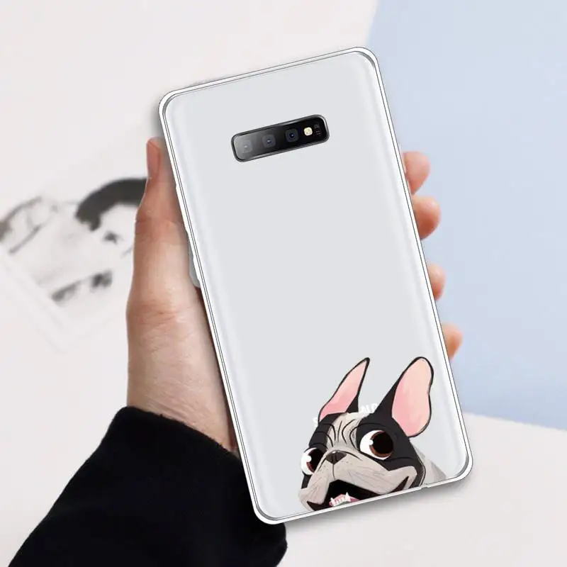 

French Bulldog cute cartoon animal Phone Case Transparent For Samsung Galaxy A 71 21s S note 8 9 10 plus 20 ultra