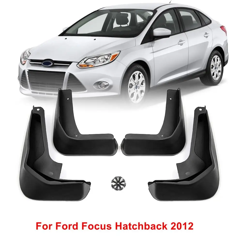 FocusHatchback 2012 X AUTOHAUX 4 шт. черного пластика автомобиля переднее заднее крыло брызговики Брызговики набор для Ford Focus Fiesta Mondeo 08-12 - Цвет: FocusHatchback 2012