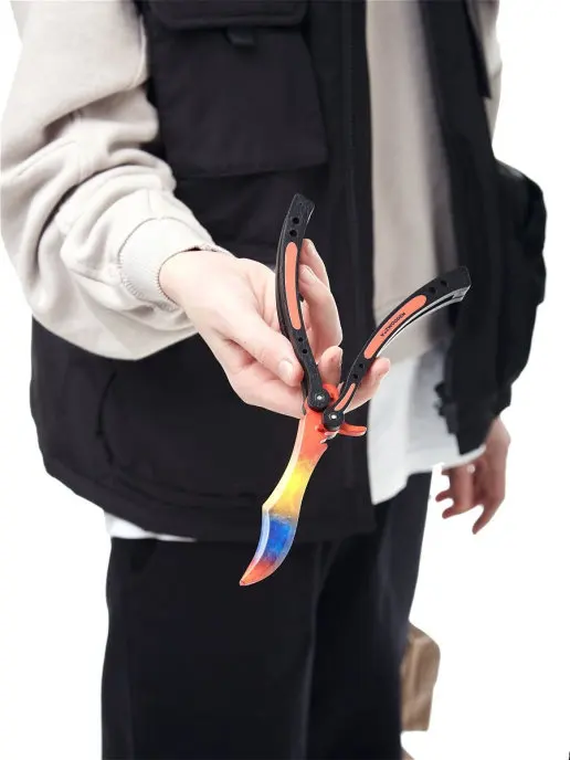 Деревянный детский игрушечный нож Бабочка (butterfly knife) Мраморный Градиент (реплика)