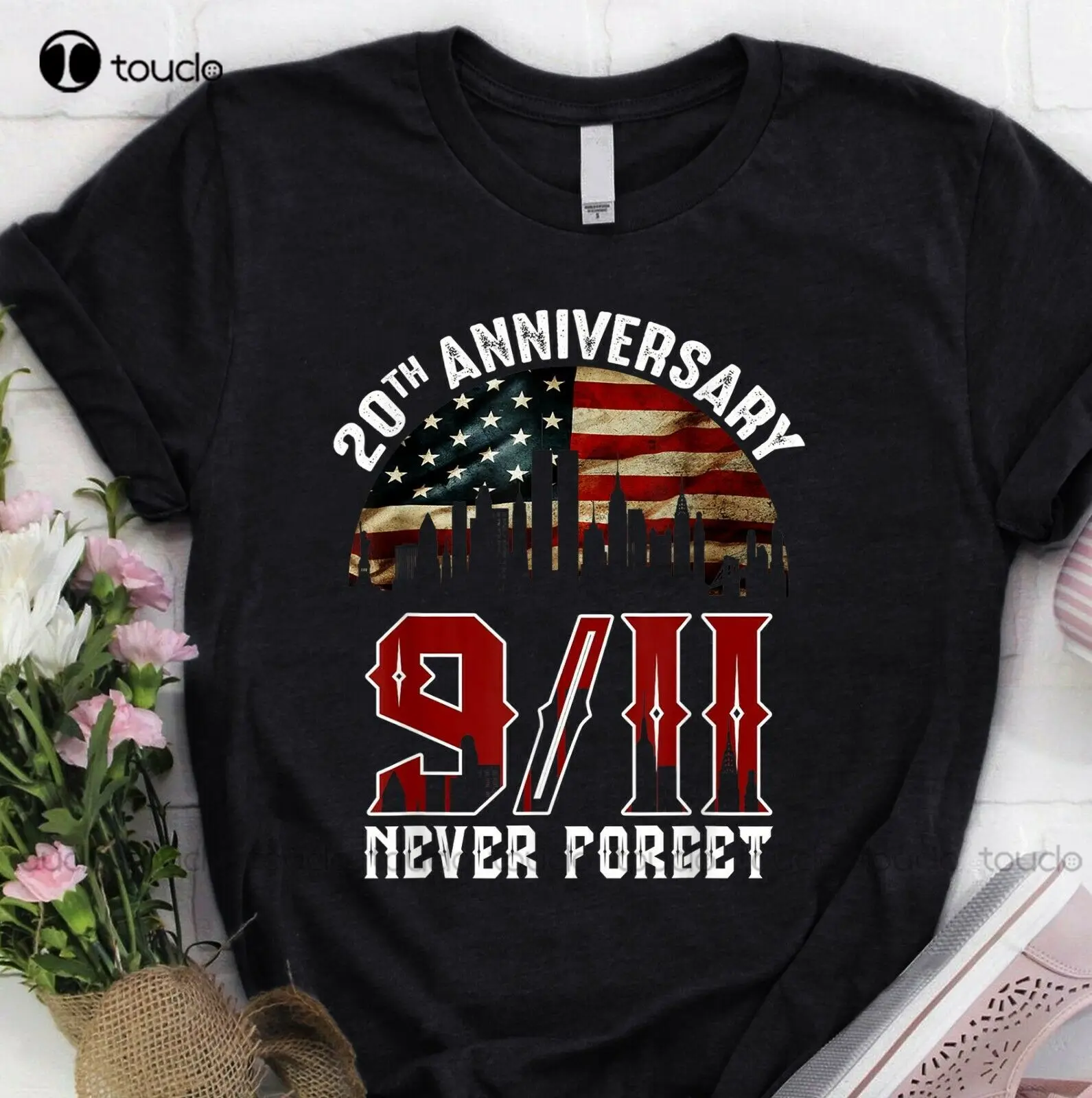 

New Never Forget 9 11 20Th Anniversary Patriot Day 2021 T Shirt Black Free Ship Cotton Tee Shirt baseball shirt Unisex