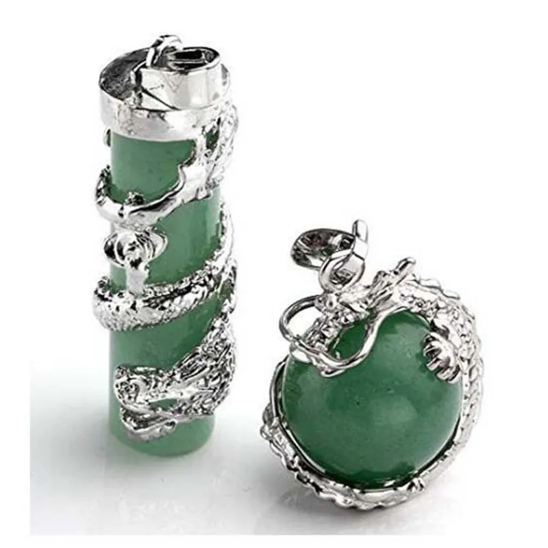 Fashion Couple Jewelry for Lovers Totem Dragon Wrap Natural Stone Bead Gems Necklace Pendant Pendulum Jewellery Gift | Украшения и