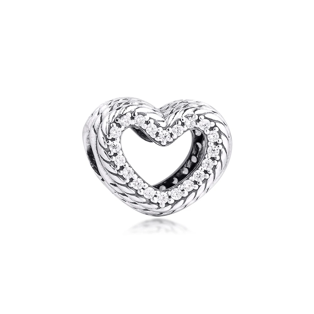 

CKK Fit Europe Bracelets Pattern Open Heart Charms Silver 925 Original Beads for Jewelry Making Sterling DIY