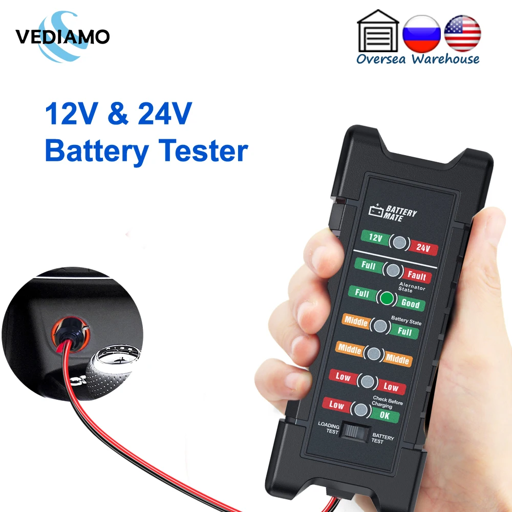 

Car Battery Detector 24V 12V BM420 7 LED Display Digital Test Tool Truck Loading Tester Heavy Duty Motorcycle Auto Diagnosis