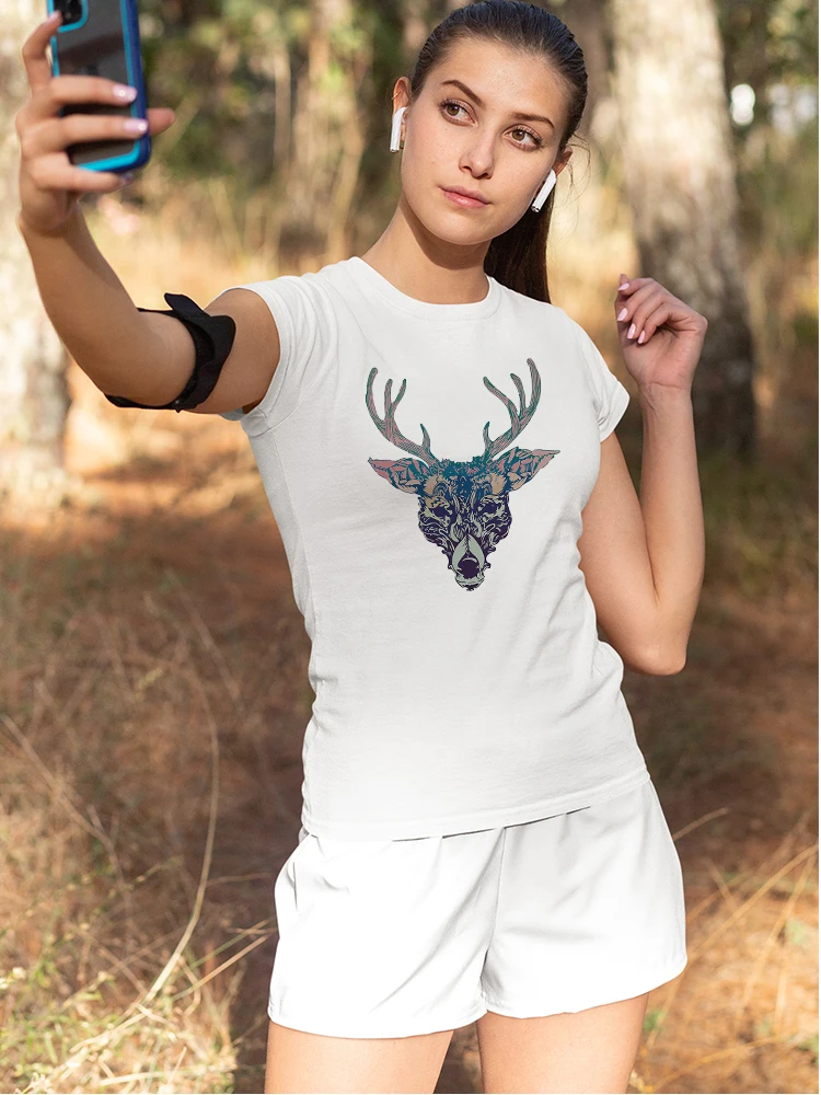 Женский топ с оленем в готическом стиле неоновая футболка надписью Best Friends Forever