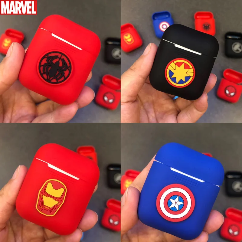 Милый чехол для наушников Marvel AirPod 2 1 силиконовый с зарядкой airpods защитный мягкий |