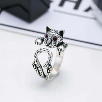 cute lucky cat shape ring exquisite girl prom sterling silver ring fashion retro lady open ring gift jewelry