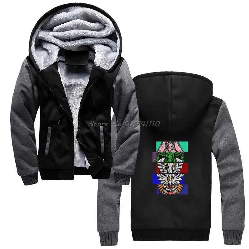 

Men Knights Of The Zodiac Manga Series Black Hoodie Saint Seiya Men Winter Thicken Hooded Hoodies Sweatshirt Streetwear