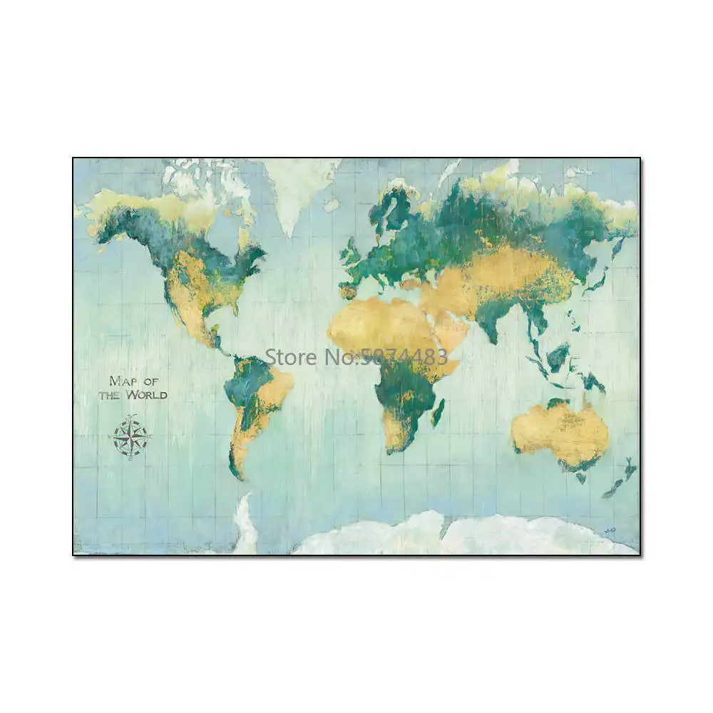 

200*300cm Fashion Abstract Fresh Green Yellow Watercolor World Map Living Room Bedroom Bedside Carpet Floor Mat Customization