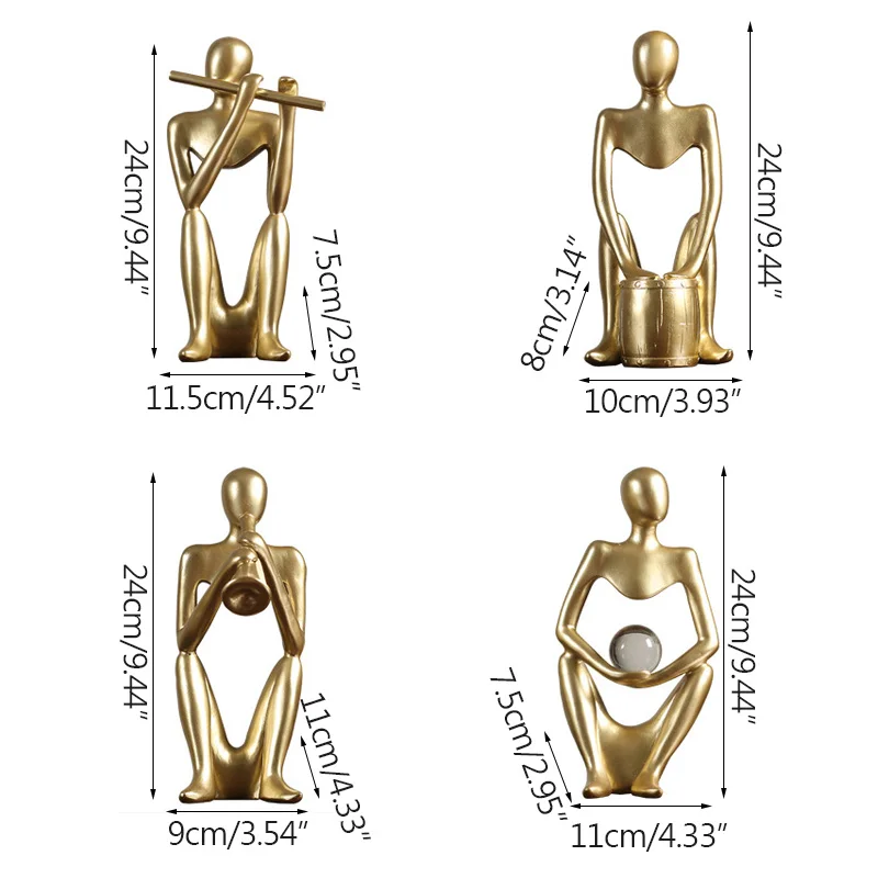 

Abstract Human Sets Statue Modern Design Resin Sculpture Home Decoration Accessories Gold Crafts Band Sets Living Room Decor