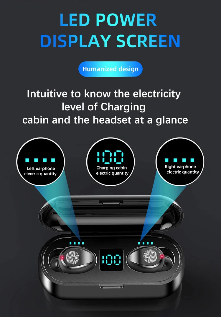 Наушники вкладыши TWS с F9 5 0 Bluetooth наушники гарнитура для бега Поддержка iOS/Android