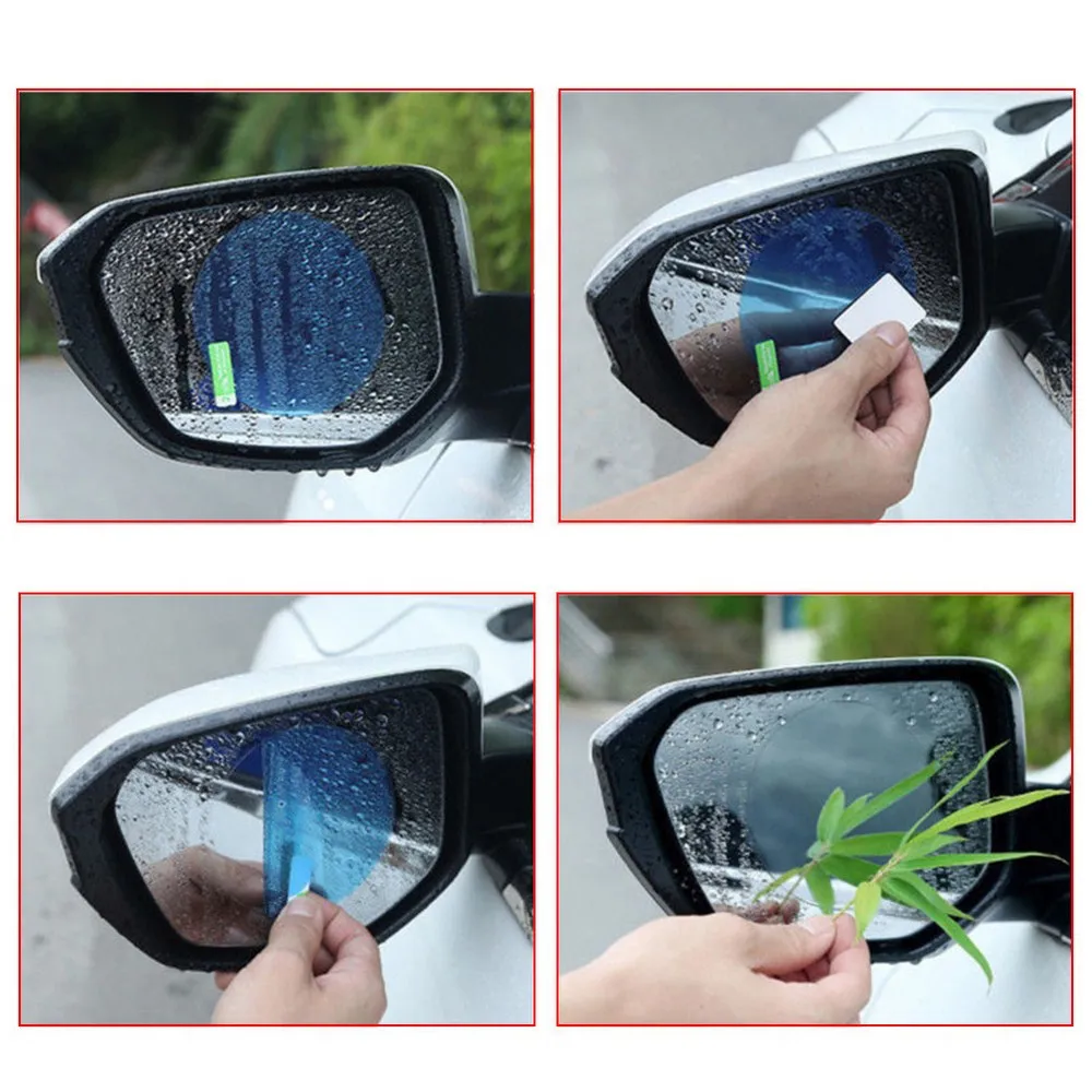 

4pcs Car Rearview Mirror Rainproof Film 16*20cm Hydrophobic Film Transparent With Scraper Spray Long-lasting Durable