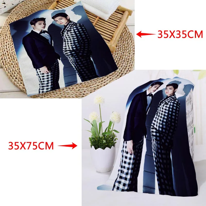 

Custom KPOP TVXQ! Printed Square Towels Microfiber Absorbent Quick-dry Towel cotton Kids Beathroom washcloth handkerchief