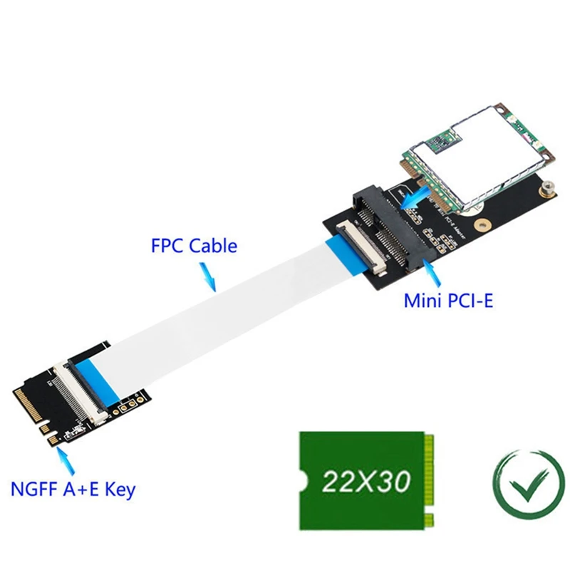 

M.2 NGFF Key A/E/A+E to Mini PCI-E Adapter FPC Cable WiFi Wireless Adpater Supports Full-Size Mini PCI-E Network Card