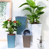 large floor square brick shaped self watering plant pot with water level indicator balcony garden room potted planter flowerpot