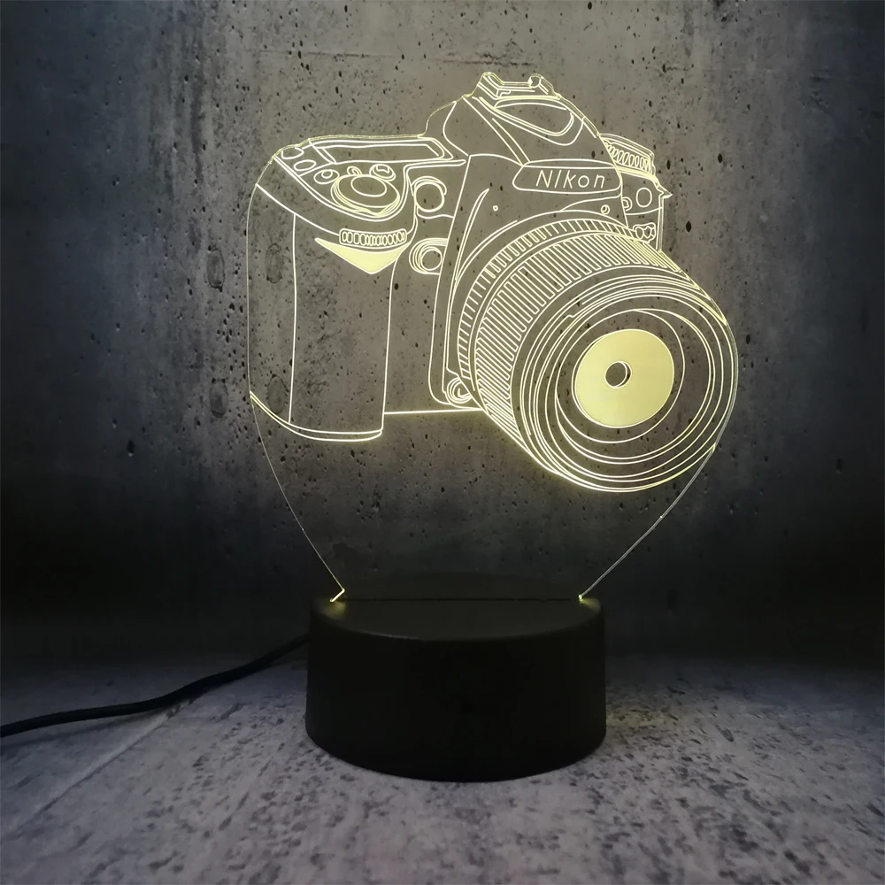 Светодиодный светильник для камеры Nikon креативная 3d лампа светодиодный USB ночник