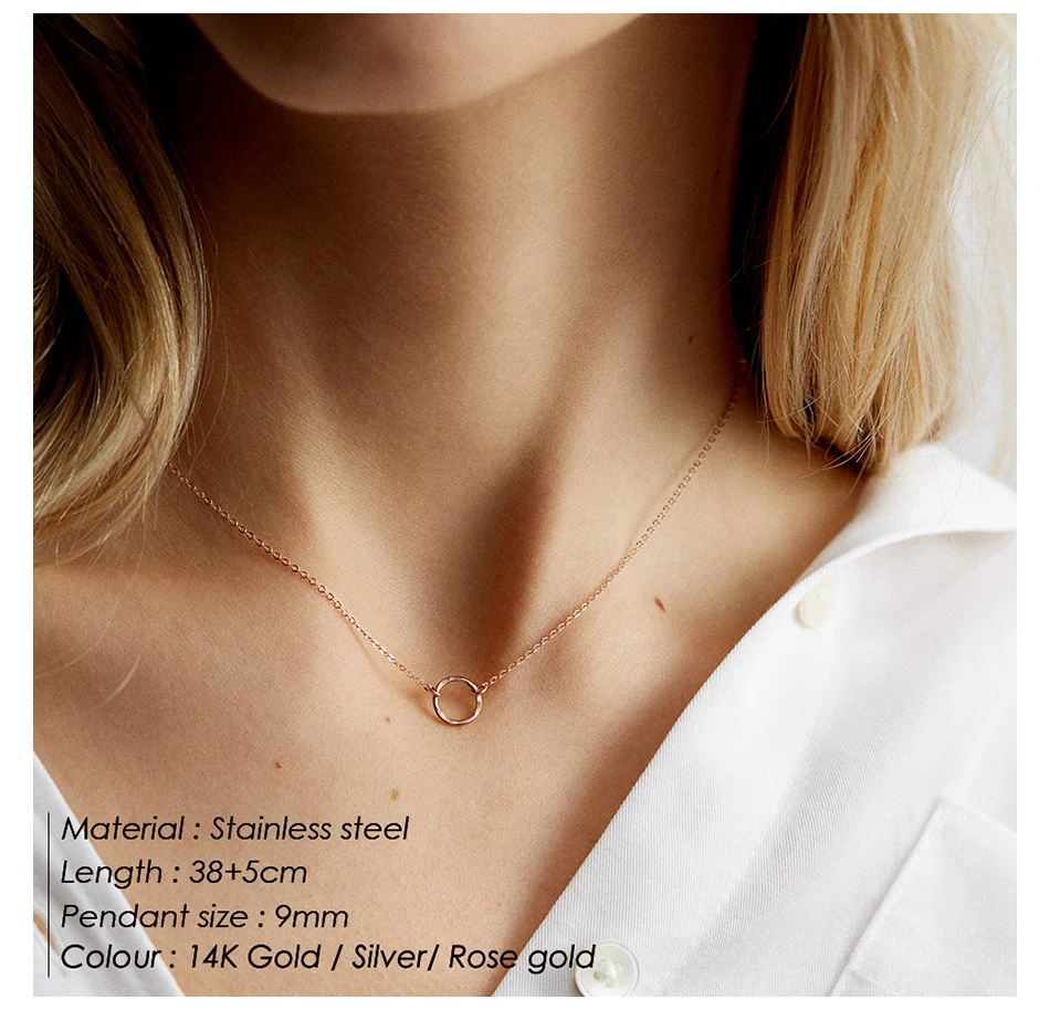F.I.N.S Trendy Clavicle Choker Necklace for Women Stainless Steel Chic Charm Uneven Circle Pendant | Украшения и аксессуары