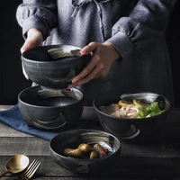 japanese style ceramic bowl creative tableware home rice noodle bowl large ceramic soup bowl salad vegetable bowl
