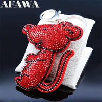 2022 fashion cut mouse red color crystal bag accessories women big bag charm silver color jewelry porte clef mignon kxhk1s01