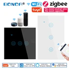 Умный выключатель ZigBee, переключатель без нейтрального конденсатора, с управлением через приложение Smart LifeTuya, с поддержкой AlexaGoogle, настенный сенсорный выключатель Wi-Fi, ЕСВеликобританияСША