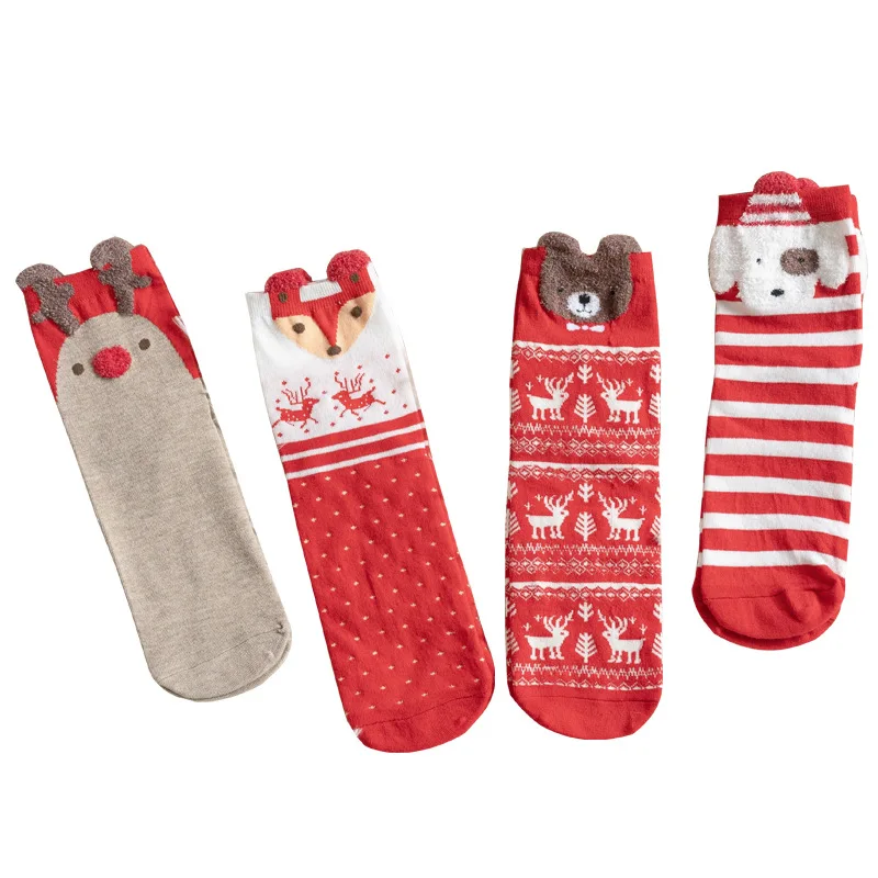 

1 Pair Cute Lady Girls Sock Christmas Gift 2020 Women Socks Casual Winter Christmas Socks David's Deer Cotton Cartoon Warming
